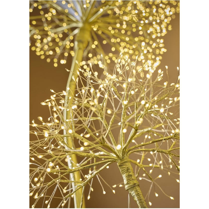 Lampada tarassaco oro con 576 microled a luce calda, alta 150 cm, IP44 (uso interno o esterno al coperto)