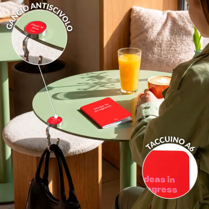 Set regali utili per donna contenente portagioie con specchio led ricaricabile (cavo incluso), taccuino A6, gancio per borsa, tagliaunghie e pinzetta