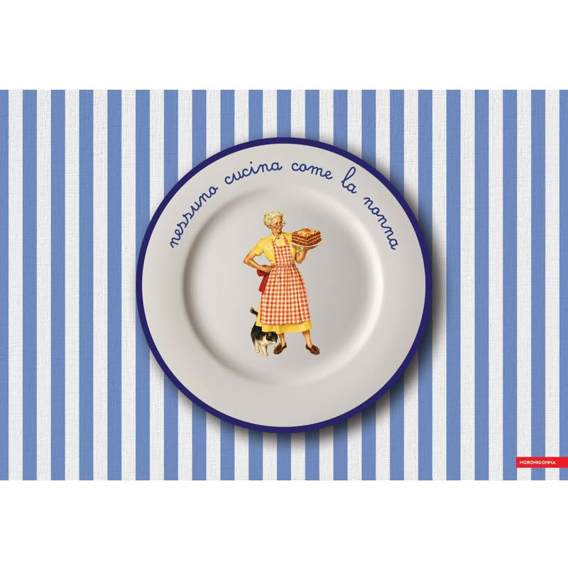 Tovaglietta americana in plastica flessibile decorata con disegno a tema e scritta 