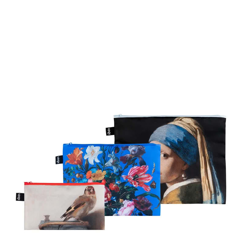 Set 3 buste organizza valigia decorate con dipinti del museo Mauritshuis con Vermeer, De Heem e Fabritius