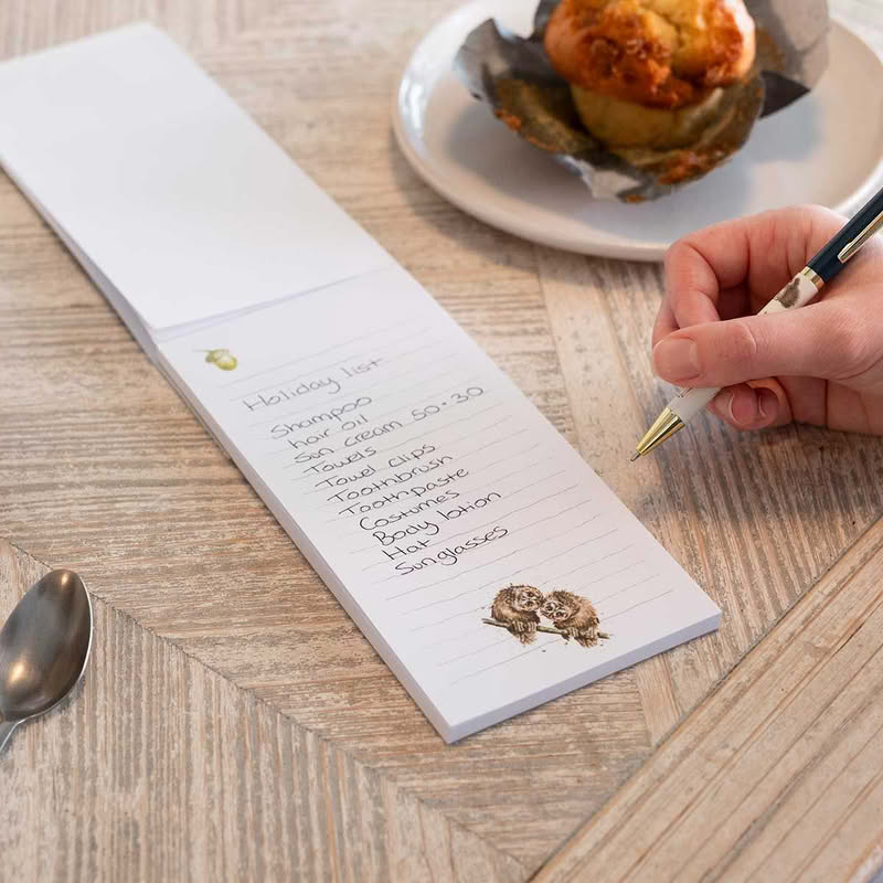 Blocco per lista della spesa magnetico decorato con gufo e foglie