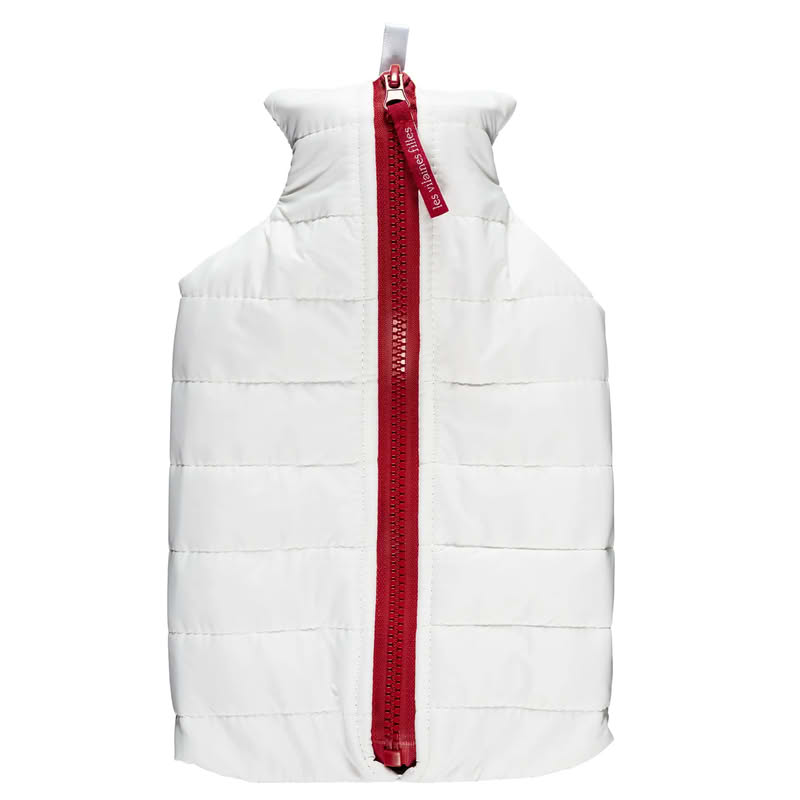 Boule acqua calda a forma di cappotto bianco con cerniera e scritta “Hot girl