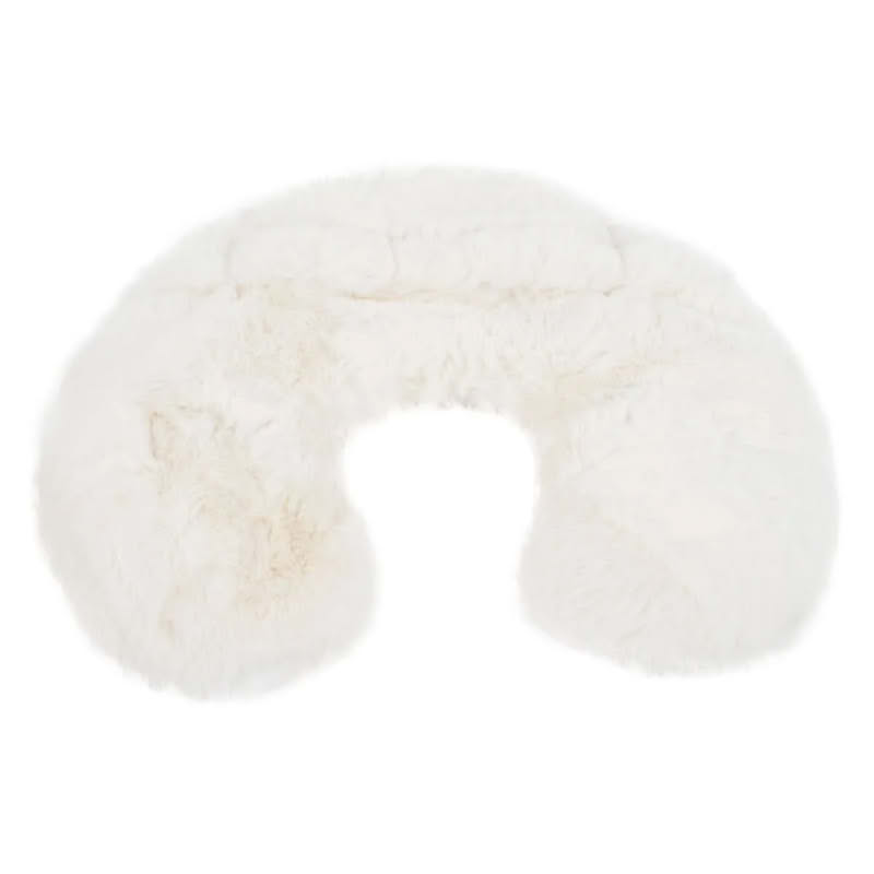 Boule calda girocollo con pelo bianco e interno con sfere di argilla che mantengono il calore