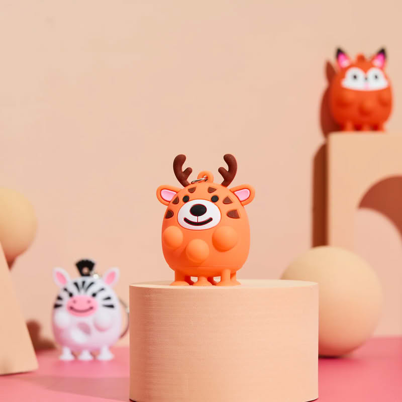 Portachiavi antistress a forma di animale assortito: koala, volpe, zebra, cervo, pinguino, pecora, leopardo, leone e unicorn