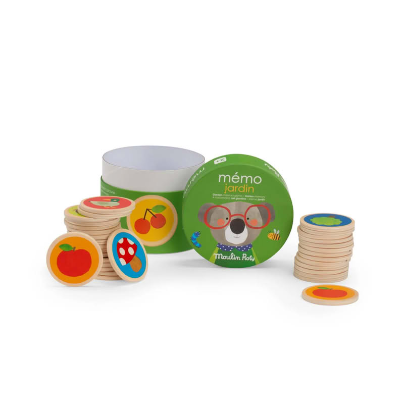 Gioco memory in legno a tema giardino per bambini a partire dai 2 anni