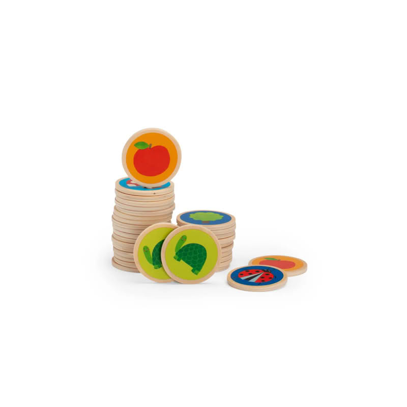 Gioco memory in legno a tema giardino per bambini a partire dai 2 anni