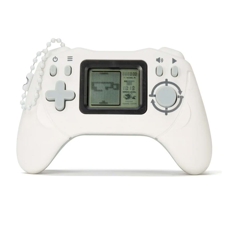 Console con 26 giochi retrò a forma di joystick, utilizzabile anche come portachiavi, funzionamento con 2 pile AAA incluse