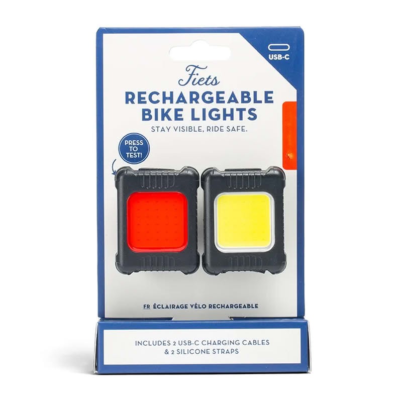 Set 2 luci per bicicletta ricaricabili con 2 cavi USB-C e 2 cinturini, le luci hanno 3 modalità di luce, perfetto come regalo per ciclisti
