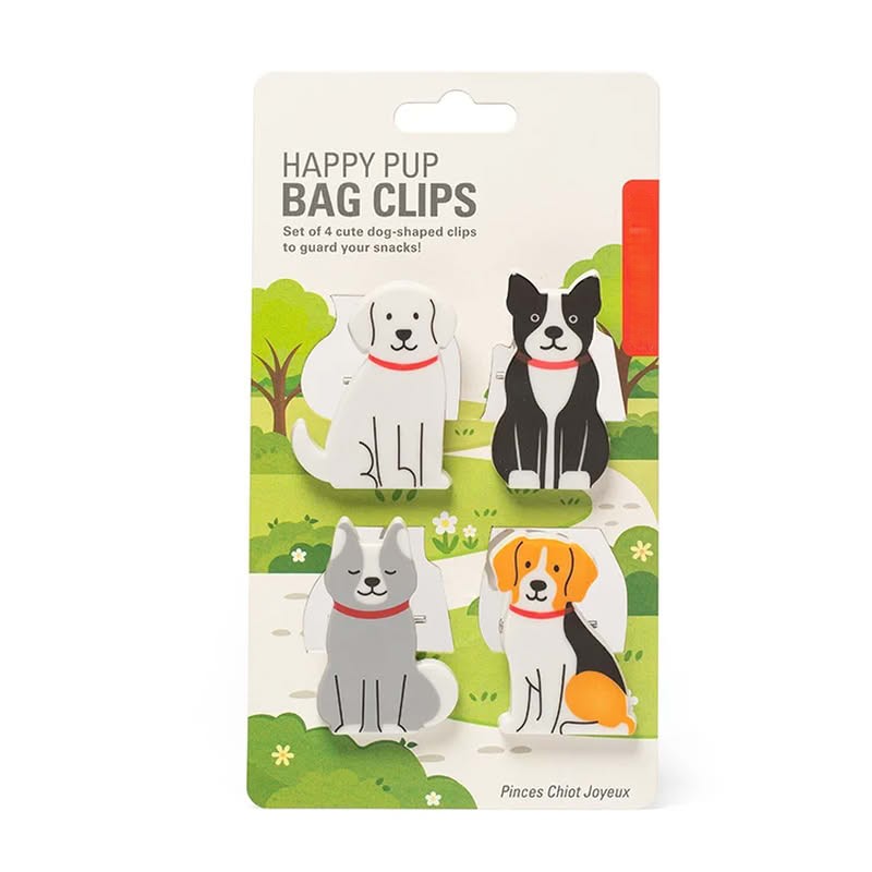Set 4 mollette chiudipacco a forma di cani diversi tra loro