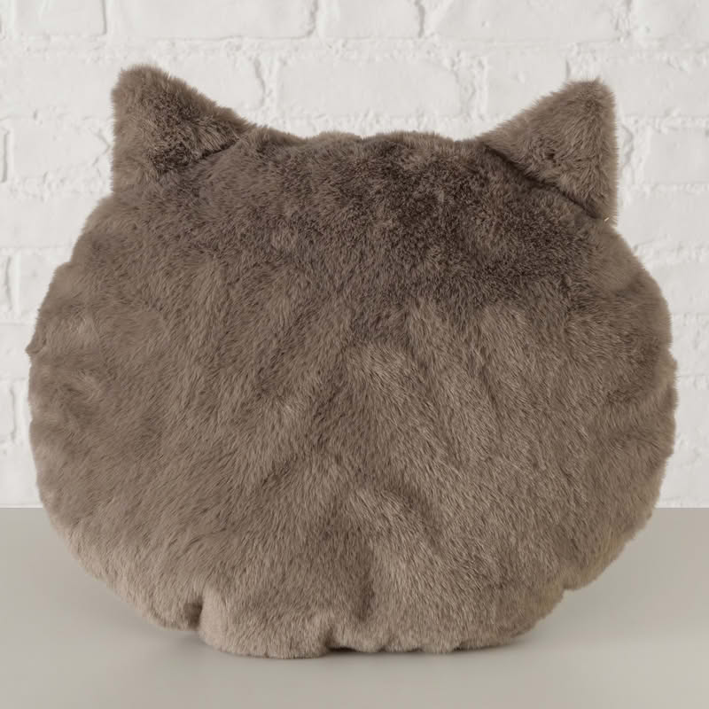 Cuscino morbido a forma di muso di gatto grigio scuro