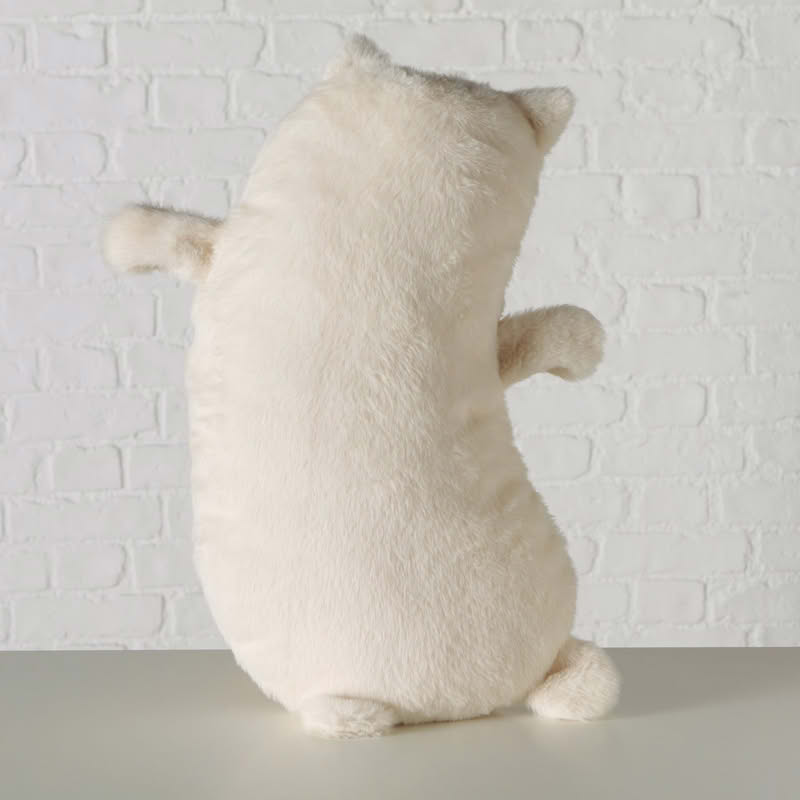 Cuscino morbido a forma di gatto bianco alto 58 cm