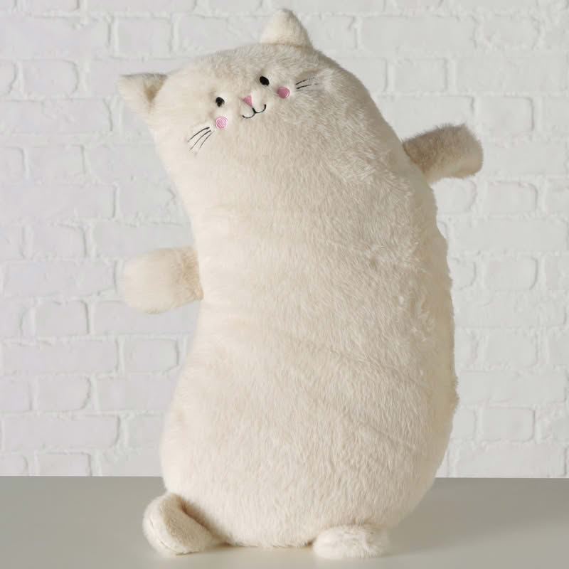 Cuscino morbido a forma di gatto bianco alto 58 cm