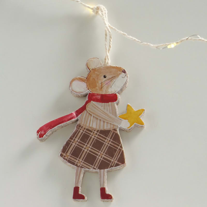 Luci di Natale da 180 cm con figure di topini e pacchi regalo, funzionamento a batteria