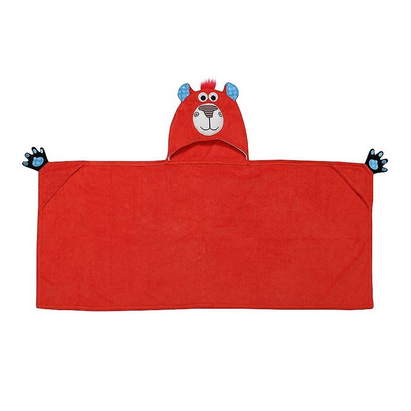 Accappatoio rosso con cappuccio per bambini a forma di orso
