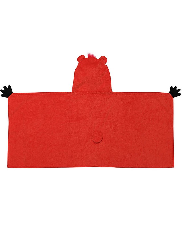 Accappatoio rosso con cappuccio per bambini a forma di orso