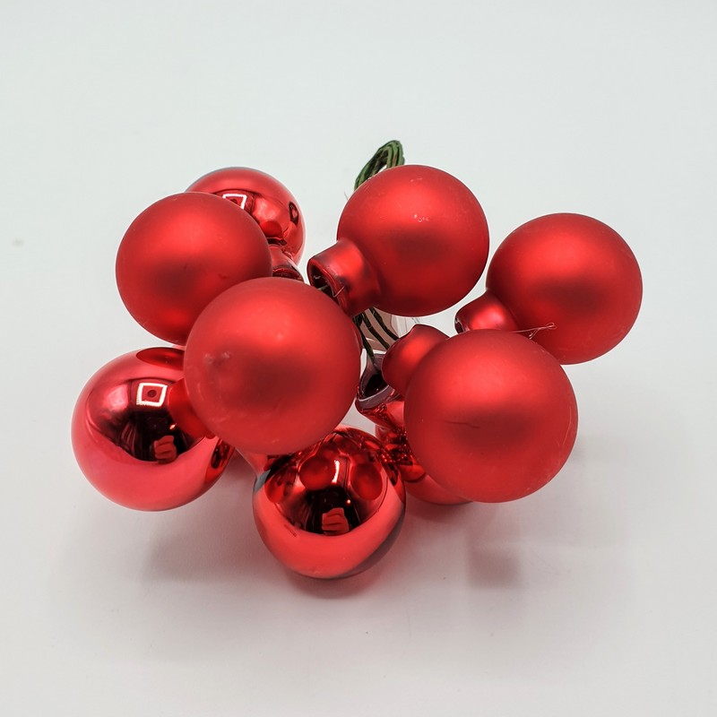 Grappolo di 10 palline di Natale rosse, lucide e opache